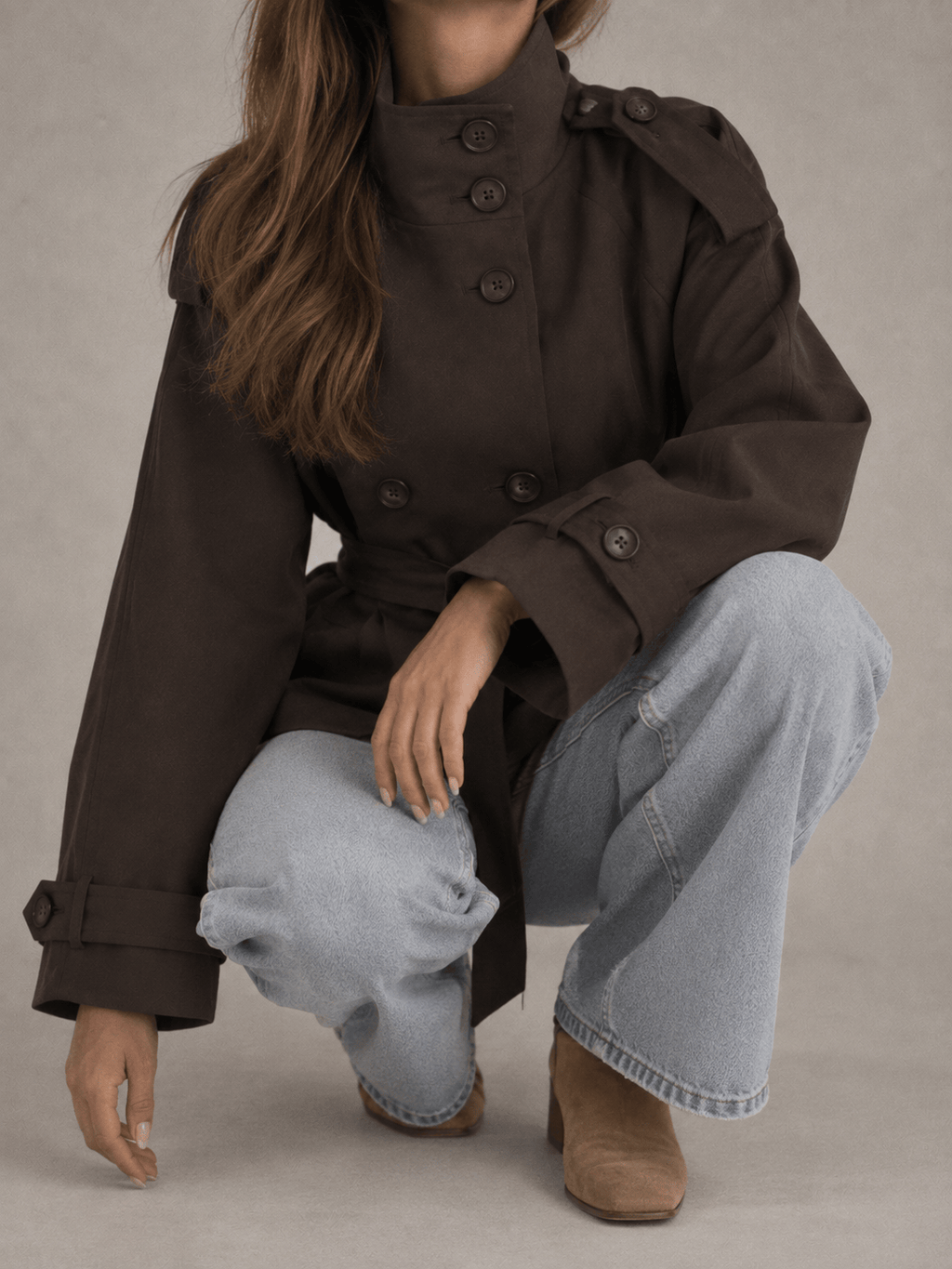 La Jolie Veste Joséphine - Trench Court Col Montant