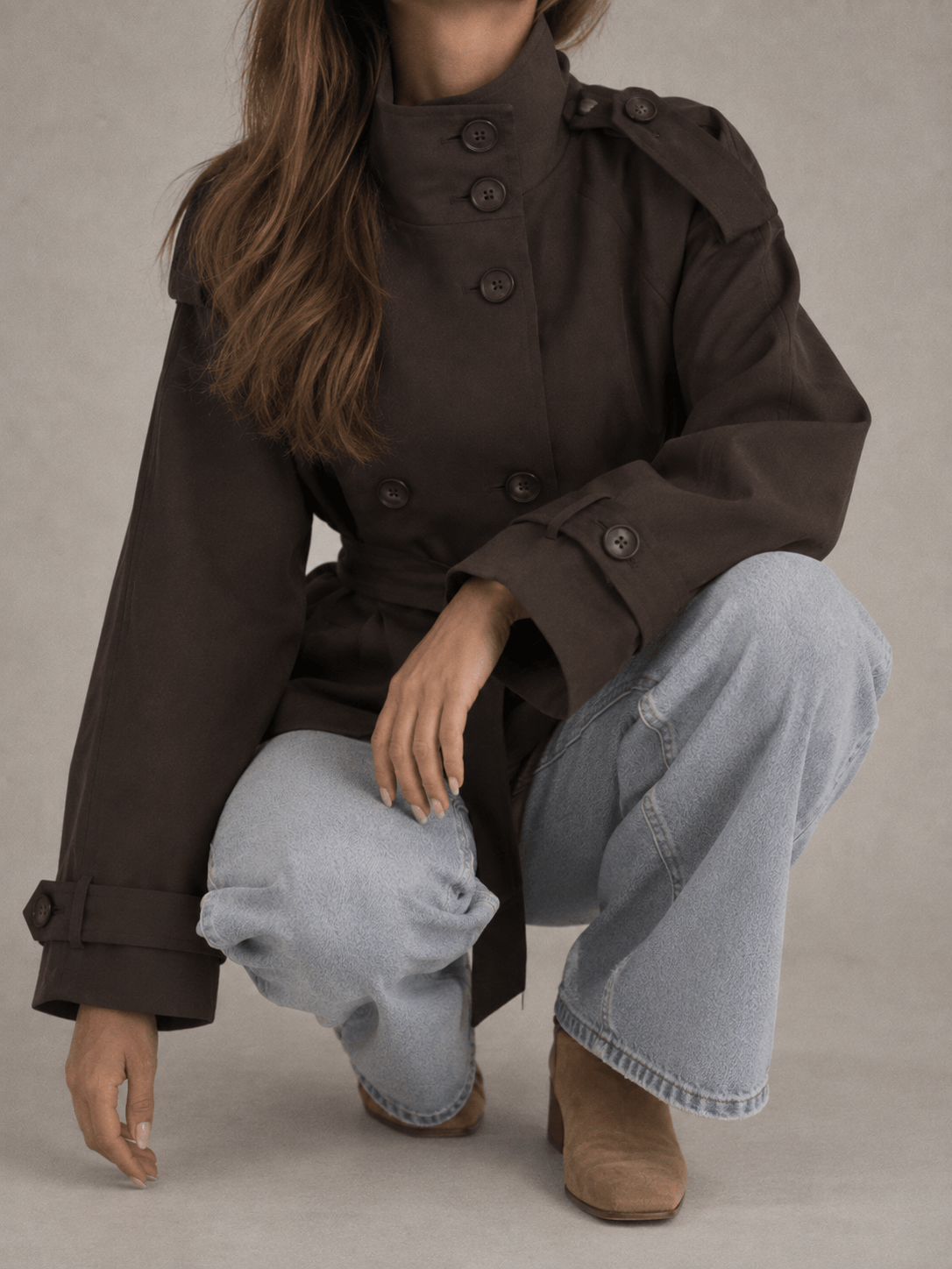 La Jolie Veste Joséphine - Trench Court Col Montant