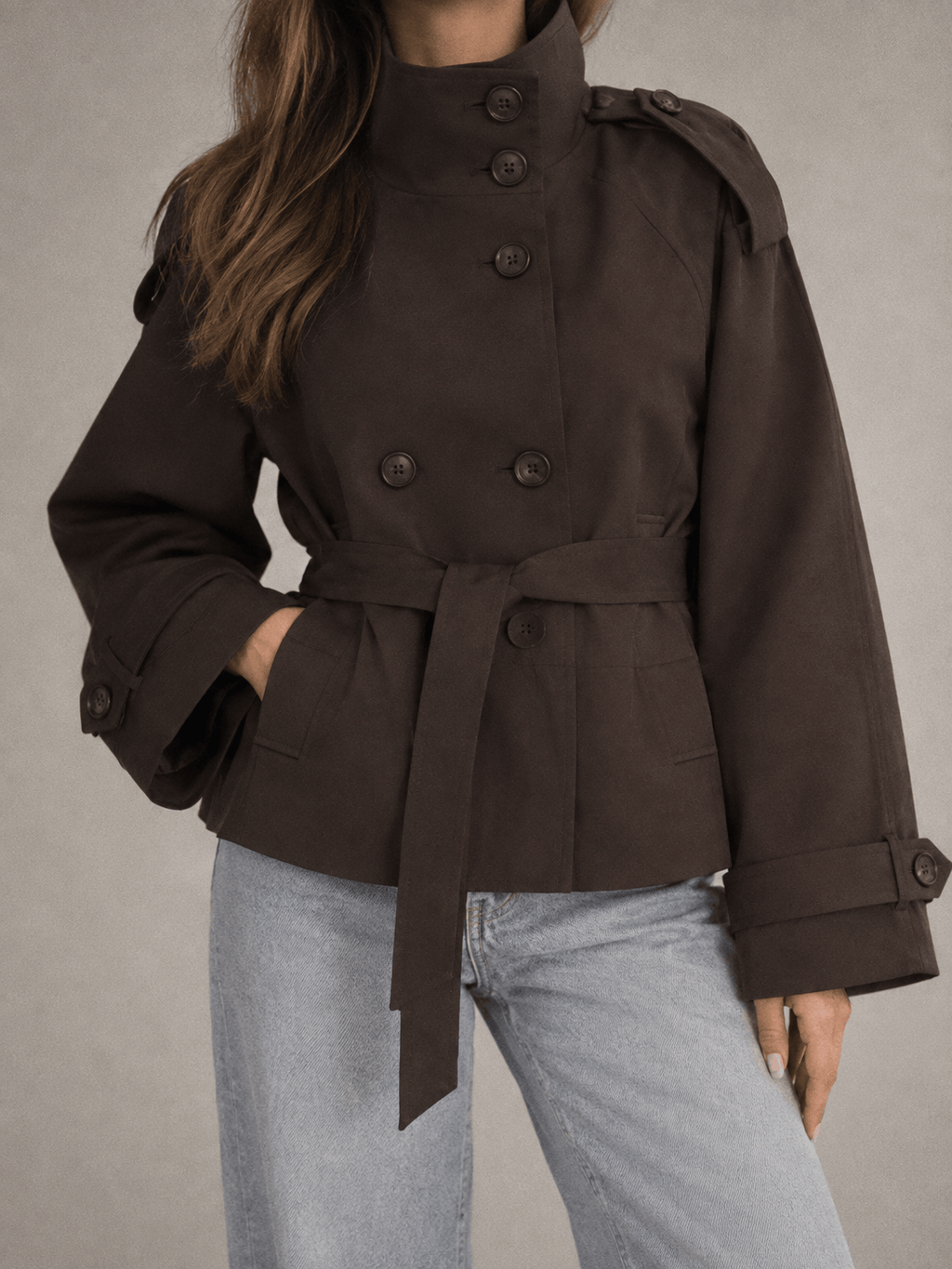 La Jolie Veste Joséphine - Trench Court Col Montant