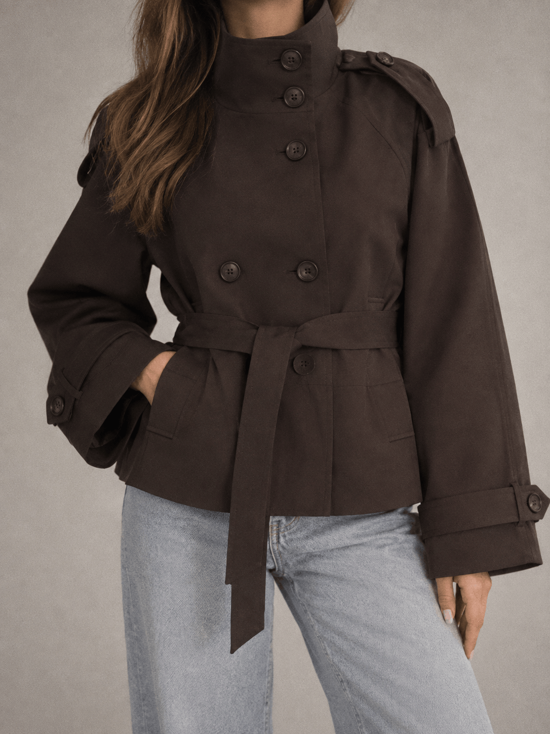 La Jolie Veste Joséphine - Trench Court Col Montant