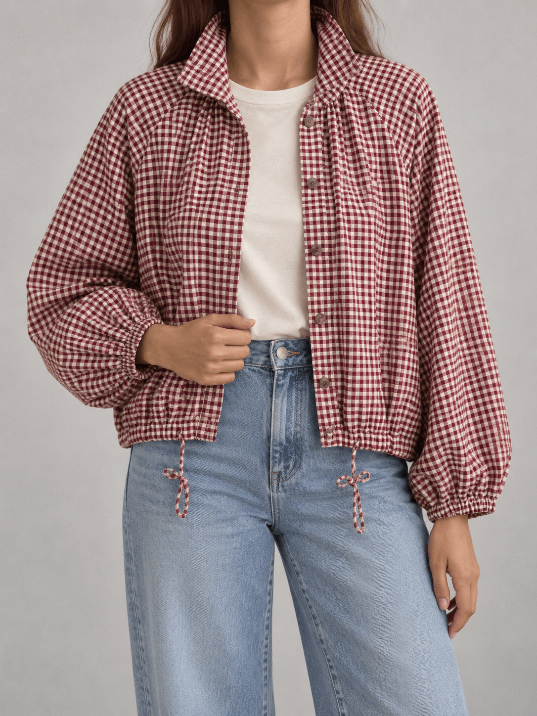 La Jolie Veste Laura - Veste à Carreaux Manche Longue