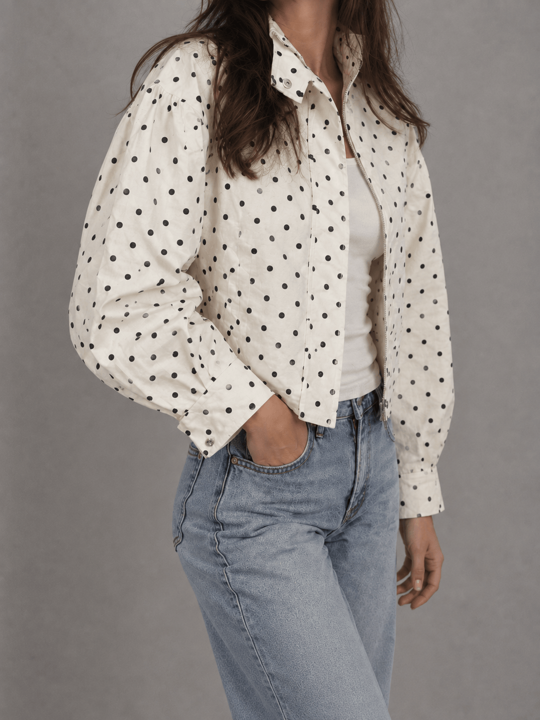 La Jolie Veste Olympe - Veste Courte à Pois Femme