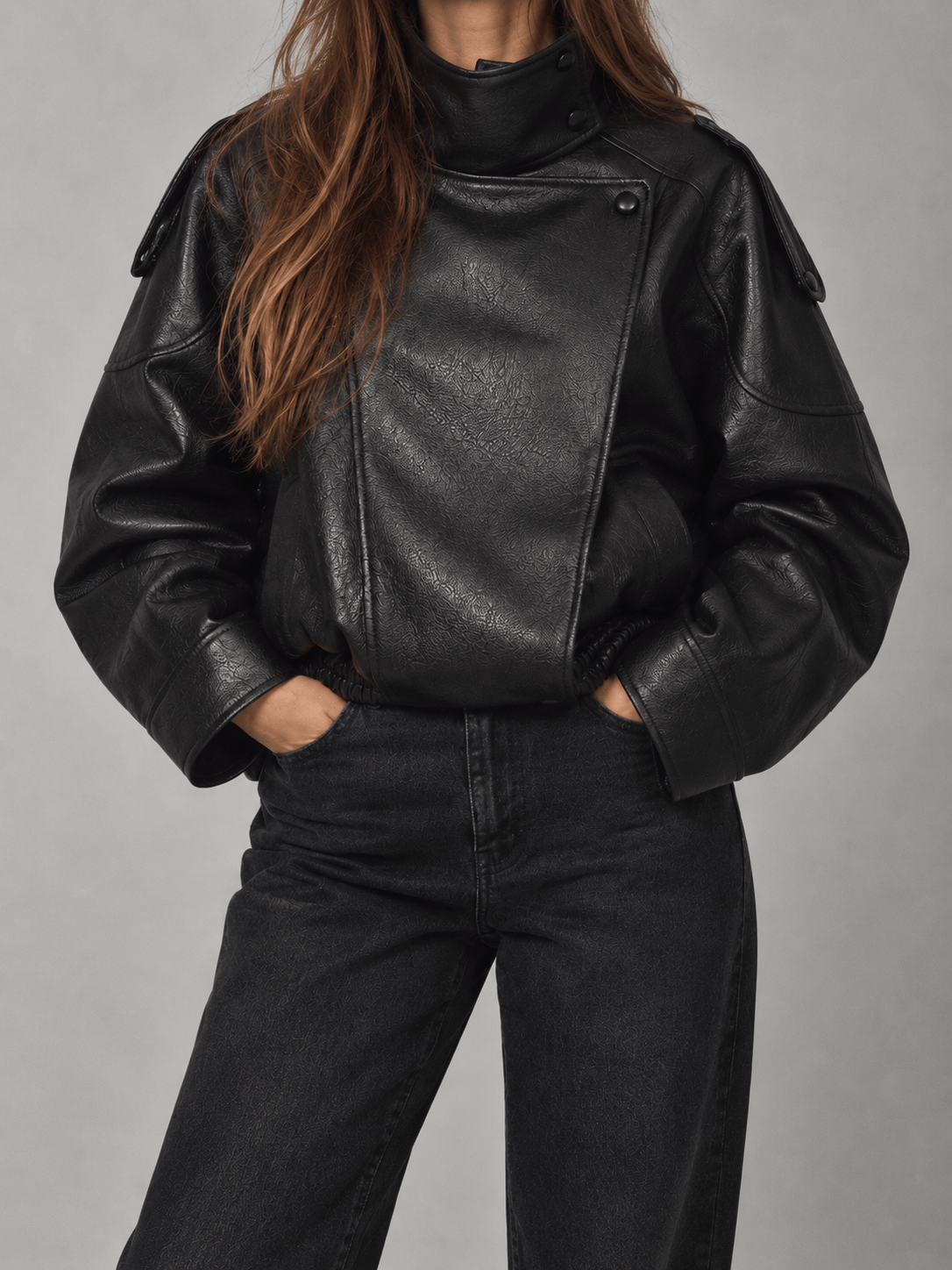 La Jolie Veste Veste En Similicuir Oversize