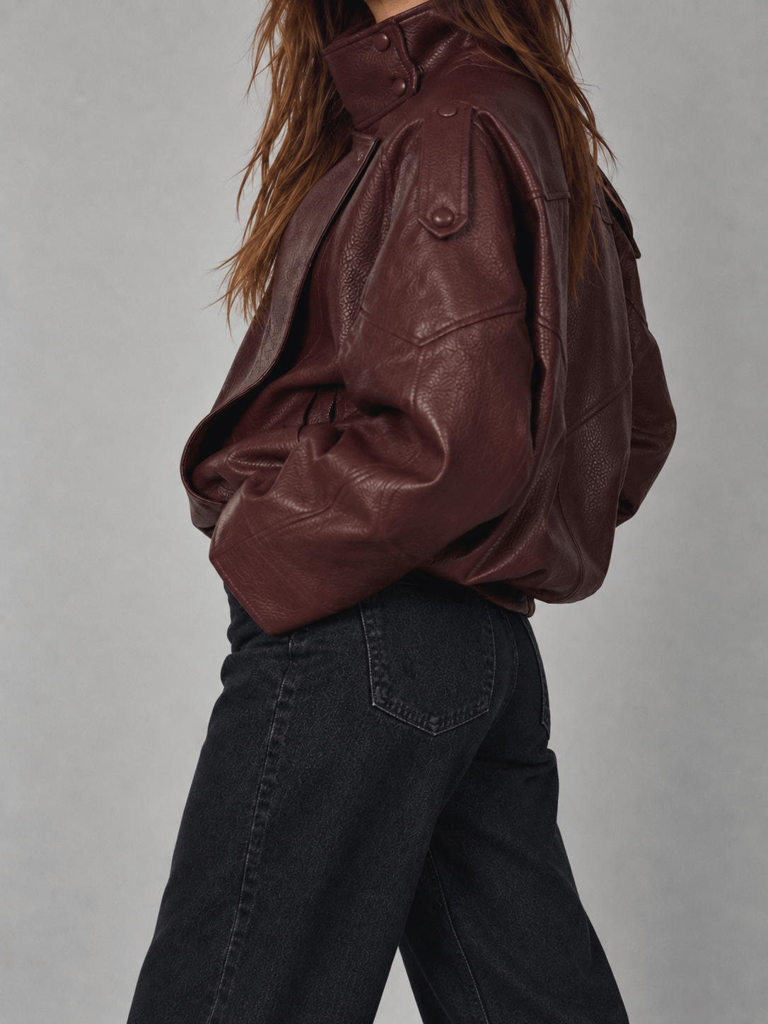 La Jolie Veste Veste En Similicuir Oversize