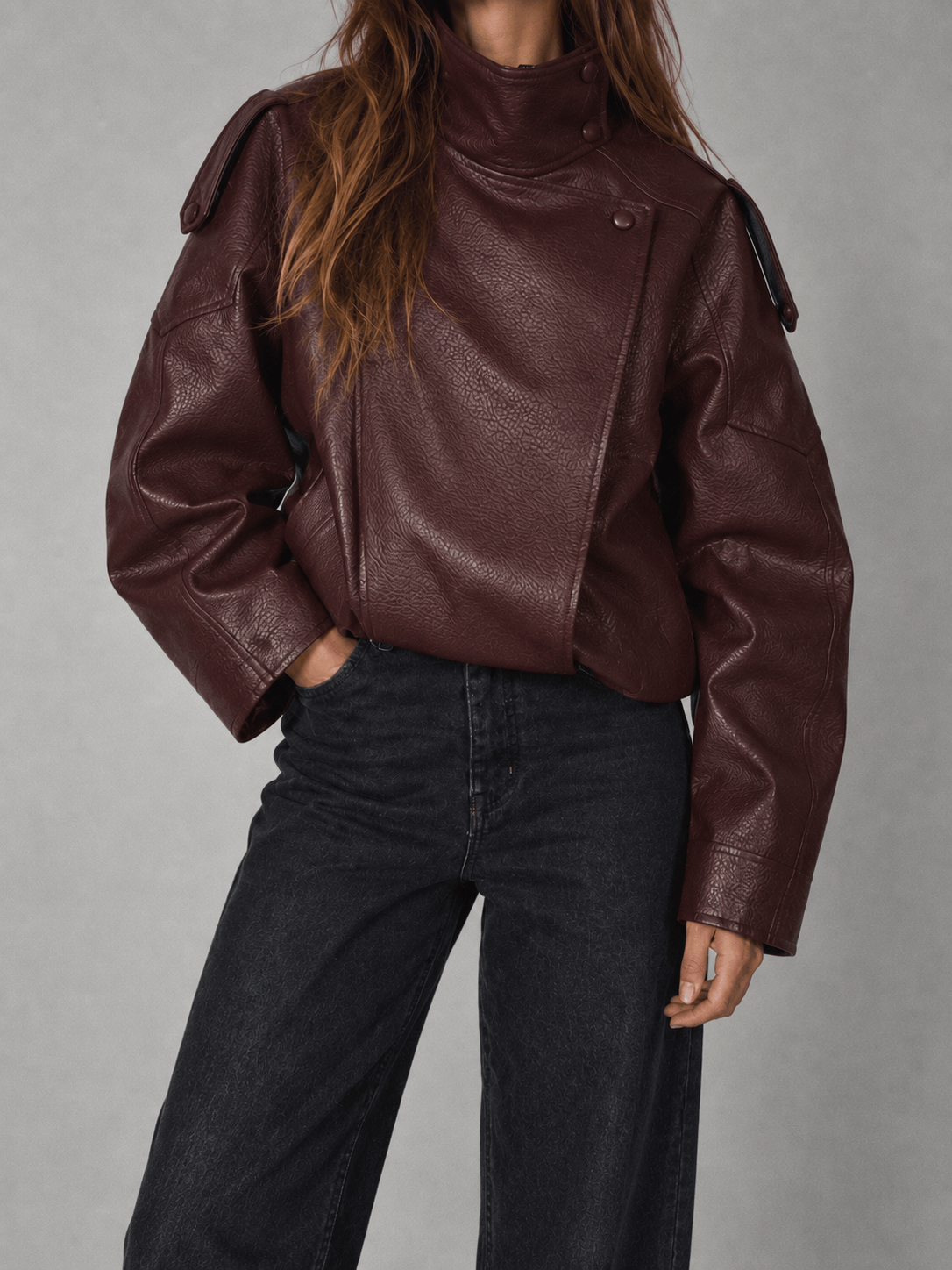 La Jolie Veste Veste En Similicuir Oversize